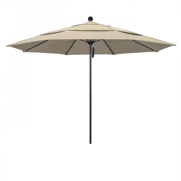 California Umbrella 11' Black Aluminum Market Patio Umbrella, Sunbrella Beige 194061333341 - main